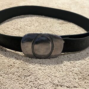 Brave Western Leather Belt & Silver Spanish Belt Buckle